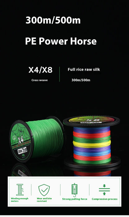 500.8m Strand Strong Horse Line 300.4m Strand Anti-Bite PE Lure Line Wholesale 10.1m Colors Sea Fishing Line