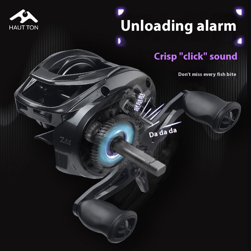 Anti-Explosion Line Long Casting Baitcasting Reel 7.2:1 Gear Ratio with Drag Alarm Fishing Reel Short Shaft Line Cup Fishing Reel
