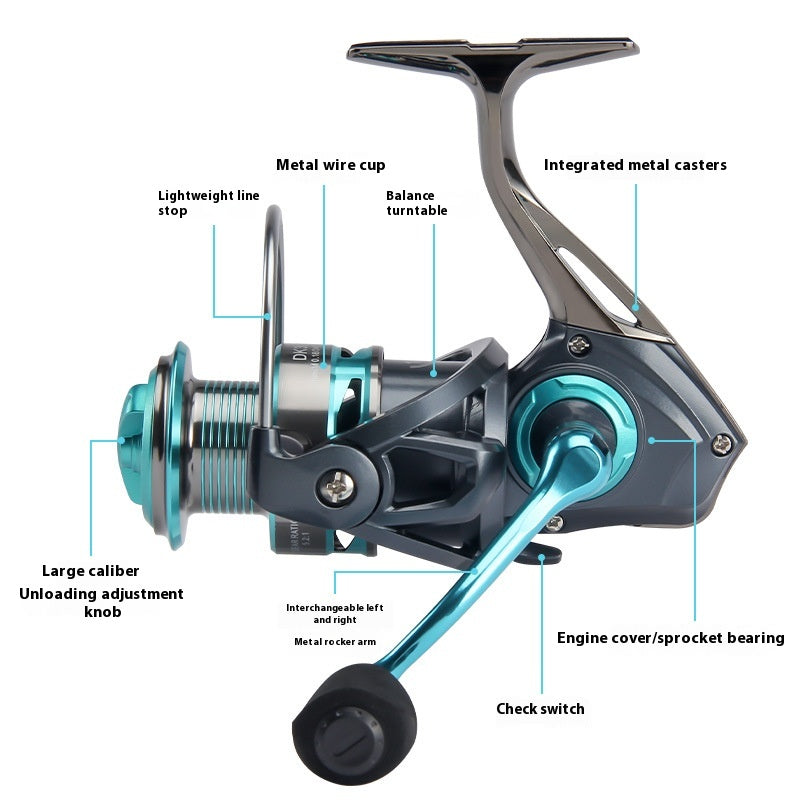 Spinning Wheel Wholesale Full Metal Blackened Fishing Wheel Lure Wheel Micro Fishing Wheel Sea Rod Wheel Big Fish Wheel DK