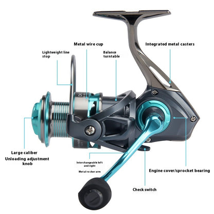 Spinning Wheel Wholesale Full Metal Blackened Fishing Wheel Lure Wheel Micro Fishing Wheel Sea Rod Wheel Big Fish Wheel DK