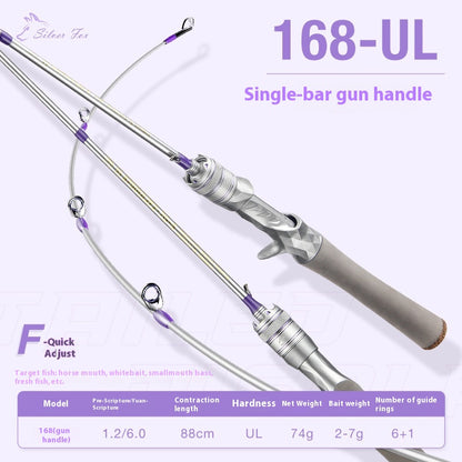 Carbon Fiber Micro Lure Rod Wholesale 1.68m UL Hardness 69g Horse Mouth White Strip Fishing Rod L Adjustment Soft Wood Grip