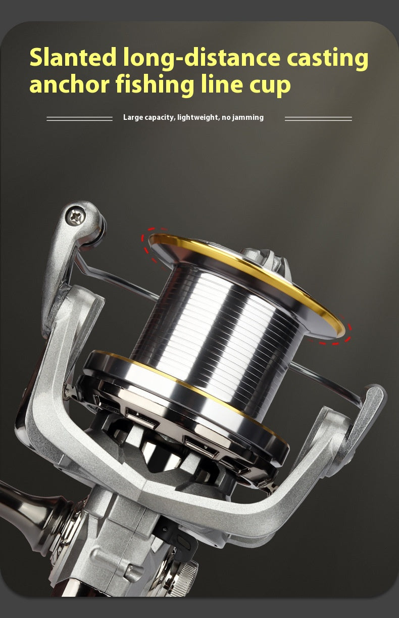 Long Casting Spinning Reel Micro Reel Full Metal Spool Slant Mouth Anchor Fishing Reel Big Fish Giant Fish Fishing Reel Casting Rod Sea Fishing Reel