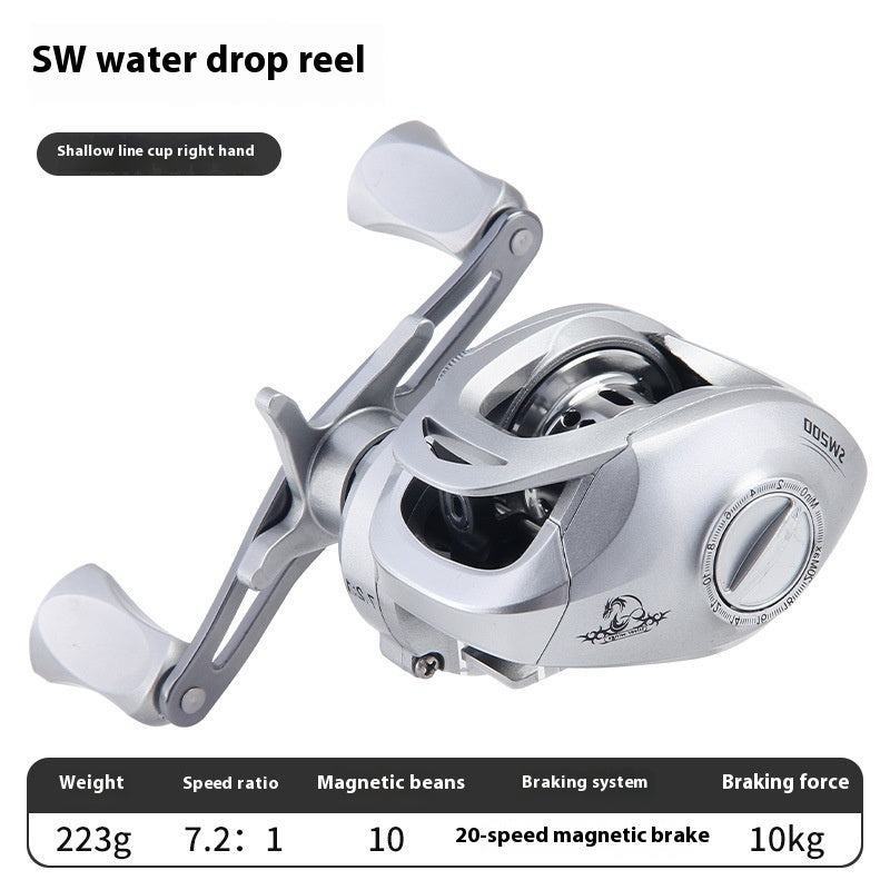 Anti-Explosion Line Sub Water Drop Wheel 7.2:1 High Speed Ratio Black Thunder Strong Fishing Wheel Long Casting Sea Rod Wheel Fish Wheel SW