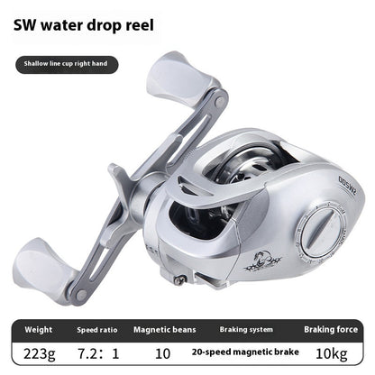 Anti-Explosion Line Sub Water Drop Wheel 7.2:1 High Speed Ratio Black Thunder Strong Fishing Wheel Long Casting Sea Rod Wheel Fish Wheel SW