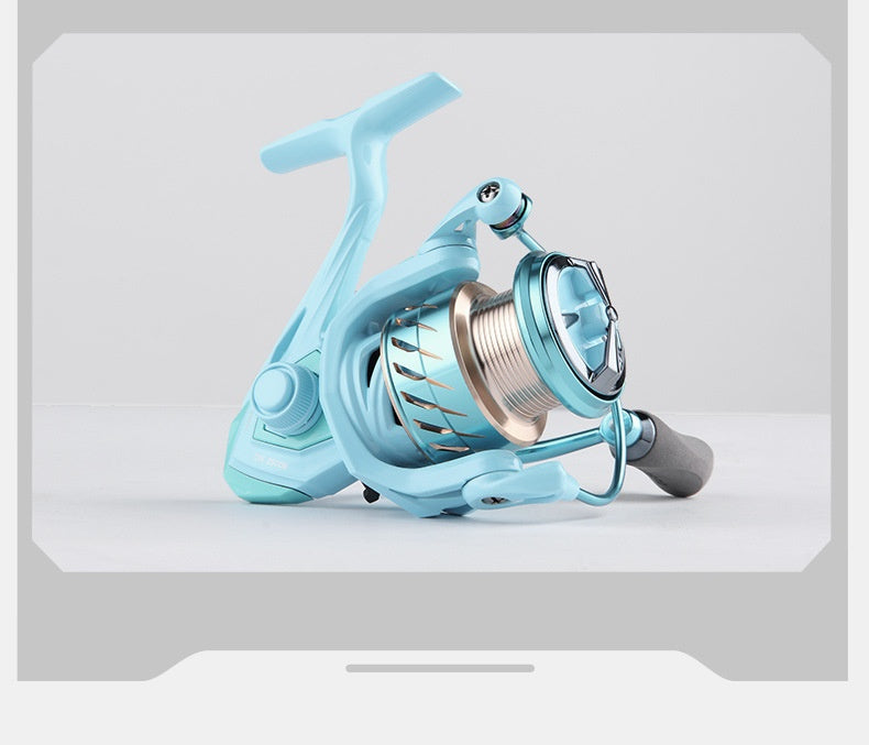 Macaron Lure Spinning Reel Wholesale Shallow Line Cup 7+1 Bearing 5.2:1 Gear Ratio Fishing Reel Long Casting Fishing Reel