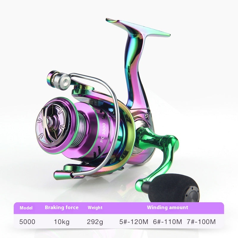 Electroplated Colorful Spinning Wheel Wholesale Gap-Free Fishing Reel 3+1 Bearing Fishing Line Reel Metal Line Cup Long Casting Reel