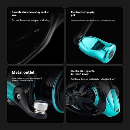 Gap-Free Long Casting Lure Spinning Reel Double Handle Squid Reel Micro Fishing Reel 5.2:1 Casting Reel Fishing Reel