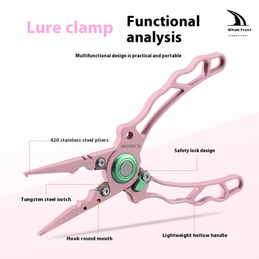 Stainless Steel Integrated Lure Pliers Multi-Functional Fishing Lure Pliers Fish Control Fishing Bait Change Line Cutting Ring Opening Fishing Gear