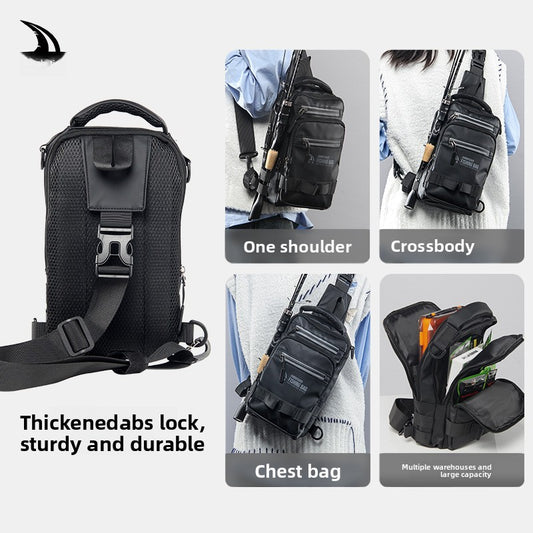 Multifunctional Waterproof Lure Backpack Single Shoulder Crossbody Lure Bag with Rod Insertion Wholesale Fishing Bag Bait Bag