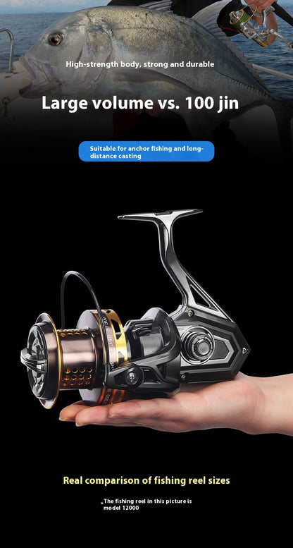 Spinning Reel Long Casting Sea Rod Reel Casting Reel Fishing Reel 12000 Fish Reel Sea Rod Reel Fishing Line Reel Anchor Reel Fishing Gear