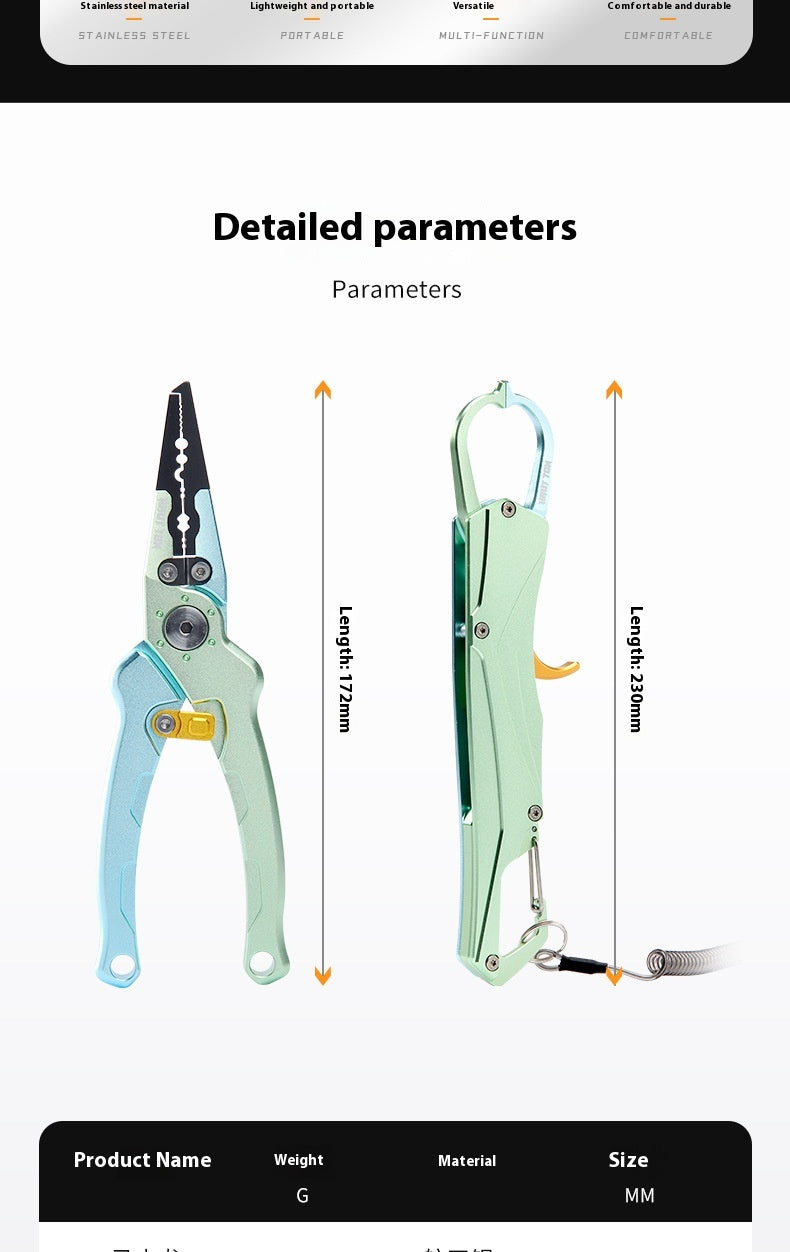 Lure Multi-Function Fish Control Device Lure Pliers Set Wholesale Portable Night Fishing Open Loop Line Cutter with Safety Rope