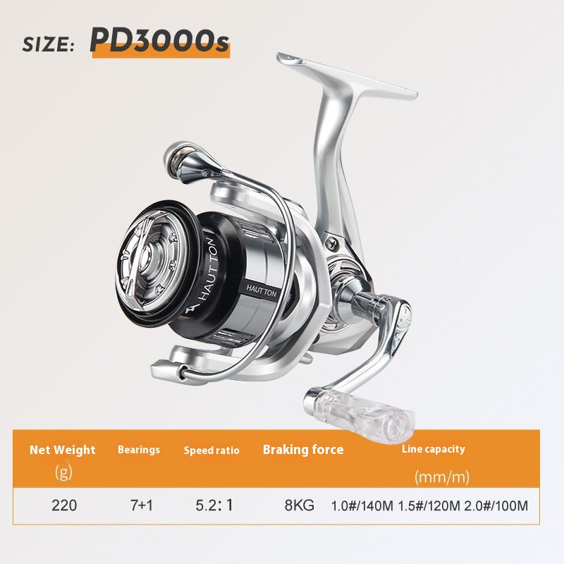 Long Casting Micro Lure Spinning Reel 5.2:1 Fishing Reel Gapless Metal Line Cup Fishing Reel