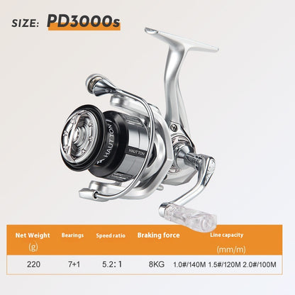 Long Casting Micro Lure Spinning Reel 5.2:1 Fishing Reel Gapless Metal Line Cup Fishing Reel