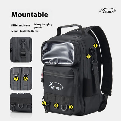 Multifunctional Lure Backpack Waterproof Outdoor Bag Rod Insert Fishing Bag Large Capacity Chest Bag Single Shoulder Bag