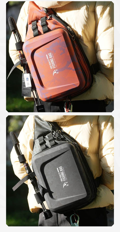 Large Capacity Fishing Bag Wholesale Multifunctional Hard Shell Crossbody Bag Waterproof Lure Bag Can Hang Rod and Fish Controller