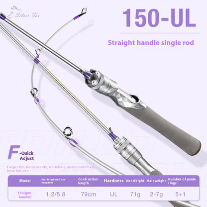Carbon Fiber Micro Lure Rod Wholesale 1.68m UL Hardness 69g Horse Mouth White Strip Fishing Rod L Adjustment Soft Wood Grip