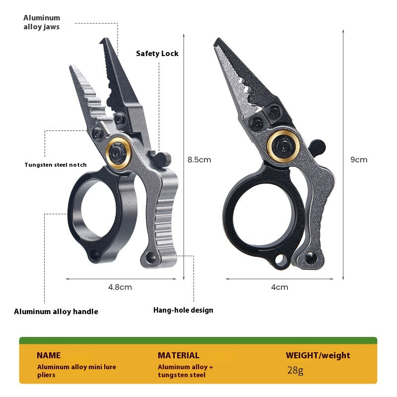 Lockable Aluminum Alloy Pliers Mini Lure Pliers Ring Opener Line Cutter Fishing Line Cutter Ring Cutter Line Cutter Only 28g