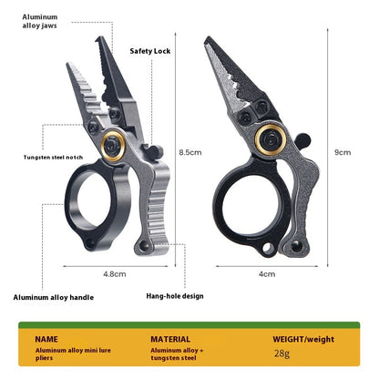 Lockable Aluminum Alloy Pliers Mini Lure Pliers Ring Opener Line Cutter Fishing Line Cutter Ring Cutter Line Cutter Only 28g