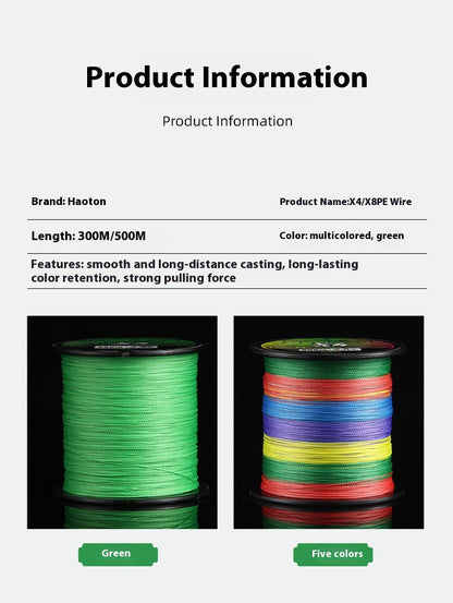 500.8m Strand Strong Horse Line 300.4m Strand Anti-Bite PE Lure Line Wholesale 10.1m Colors Sea Fishing Line