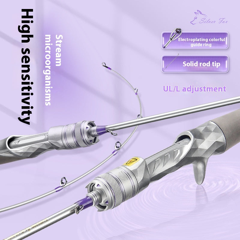 Carbon Fiber Micro Lure Rod Wholesale 1.68m UL Hardness 69g Horse Mouth White Strip Fishing Rod L Adjustment Soft Wood Grip