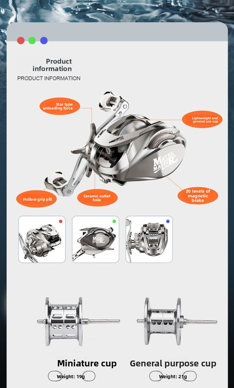Custom Lure Baitcasting Reel Long Casting Anti-Explosion Line Fishing Reel with Drag Alarm Metal Master