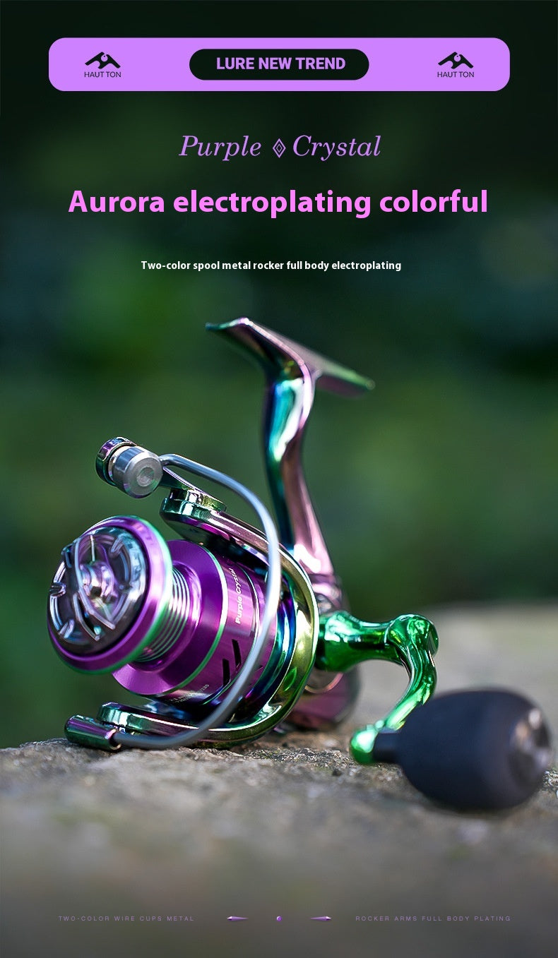 Electroplated Colorful Spinning Wheel Wholesale Gap-Free Fishing Reel 3+1 Bearing Fishing Line Reel Metal Line Cup Long Casting Reel