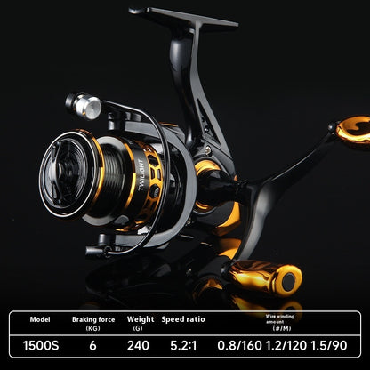 Gap-Free Long Casting Lure Spinning Reel Double Handle Squid Reel Micro Fishing Reel 5.2:1 Casting Reel Fishing Reel