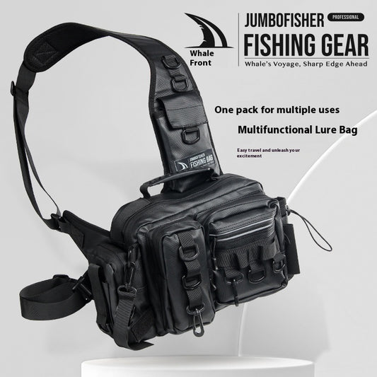 Waterproof Large Capacity Lure Bag Multi-Functional Rod Insert Backpack Outdoor Fishing Bag Single Shoulder Crossbody Bag