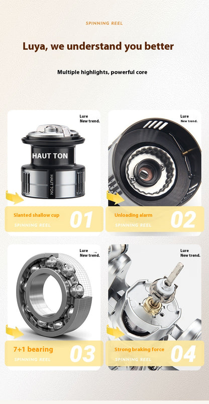 Long Casting Micro Lure Spinning Reel 5.2:1 Fishing Reel Gapless Metal Line Cup Fishing Reel