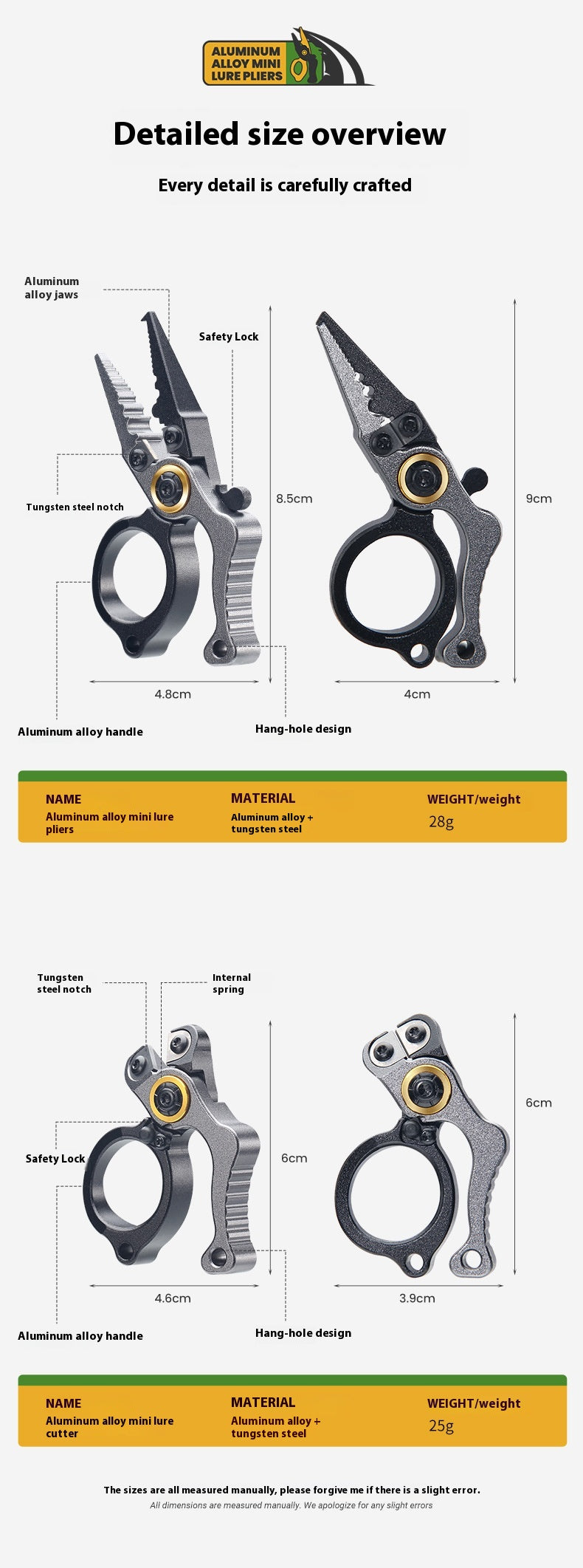 Lockable Aluminum Alloy Pliers Mini Lure Pliers Ring Opener Line Cutter Fishing Line Cutter Ring Cutter Line Cutter Only 28g