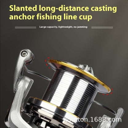 Long Casting Spinning Reel Micro Reel Full Metal Spool Slant Mouth Anchor Fishing Reel Big Fish Giant Fish Fishing Reel Casting Rod Sea Fishing Reel