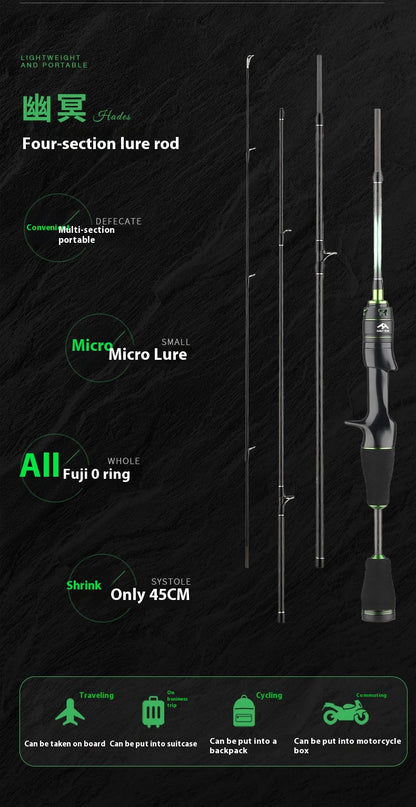 Full Set Fuji O-Ring Lure Rod Wholesale 4-Section Micro Object Mouth Rod Retractable Length Only 45cm Portable Fishing Rod