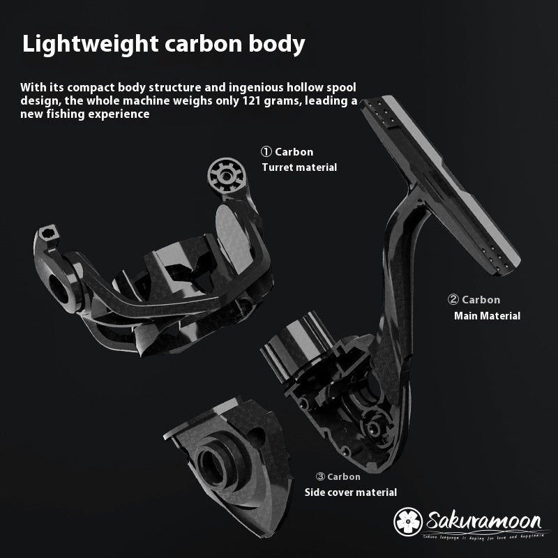 121g Carbon Micro Spinning Reel Sakura Moon Fishing Lure Reel 5.2:1 Gear Ratio Electroplated Fishing Reel