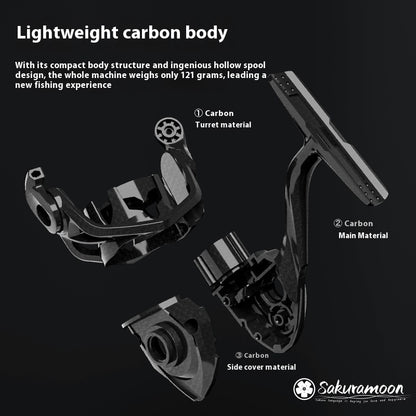 121g Carbon Micro Spinning Reel Sakura Moon Fishing Lure Reel 5.2:1 Gear Ratio Electroplated Fishing Reel