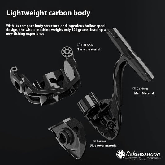 121g Carbon Micro Spinning Reel Sakura Moon Fishing Lure Reel 5.2:1 Gear Ratio Electroplated Fishing Reel