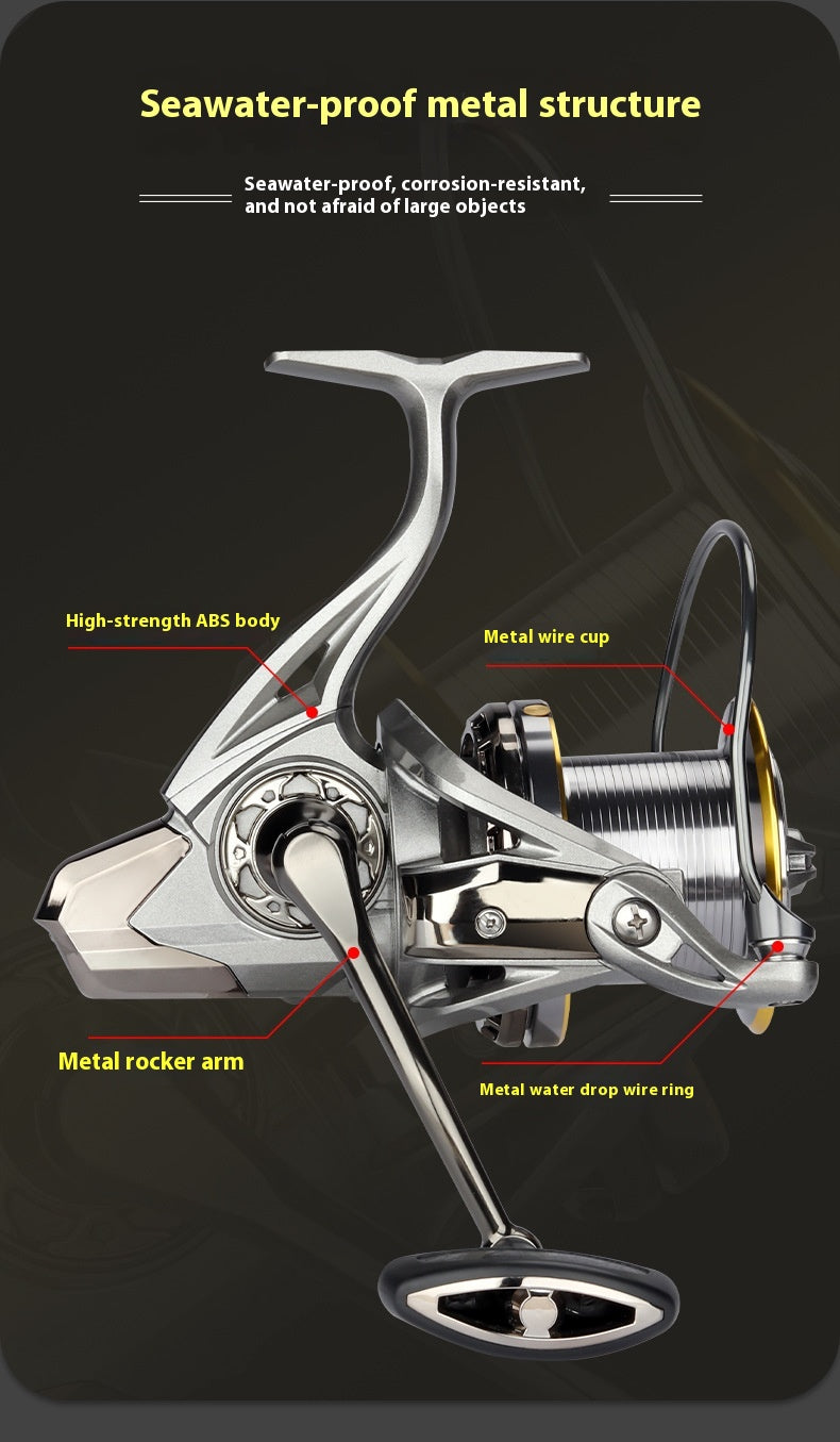 Long Casting Spinning Reel Micro Reel Full Metal Spool Slant Mouth Anchor Fishing Reel Big Fish Giant Fish Fishing Reel Casting Rod Sea Fishing Reel