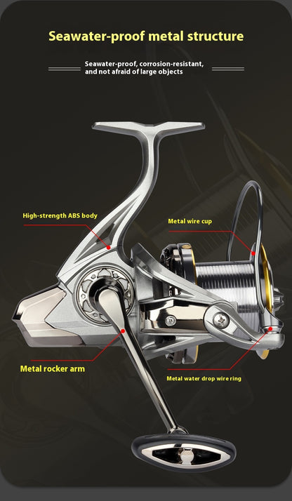 Long Casting Spinning Reel Micro Reel Full Metal Spool Slant Mouth Anchor Fishing Reel Big Fish Giant Fish Fishing Reel Casting Rod Sea Fishing Reel
