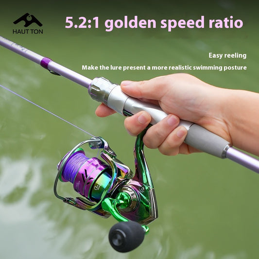 Electroplated Colorful Spinning Wheel Wholesale Gap-Free Fishing Reel 3+1 Bearing Fishing Line Reel Metal Line Cup Long Casting Reel