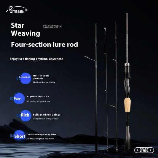 Full Fuji O-Ring Carbon Lure Rod Wholesale ML Adjustable Universal Long Casting Rod Four-Section Portable Travel Rod Only 99g