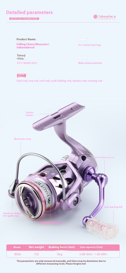121g Carbon Micro Spinning Reel Sakura Moon Fishing Lure Reel 5.2:1 Gear Ratio Electroplated Fishing Reel