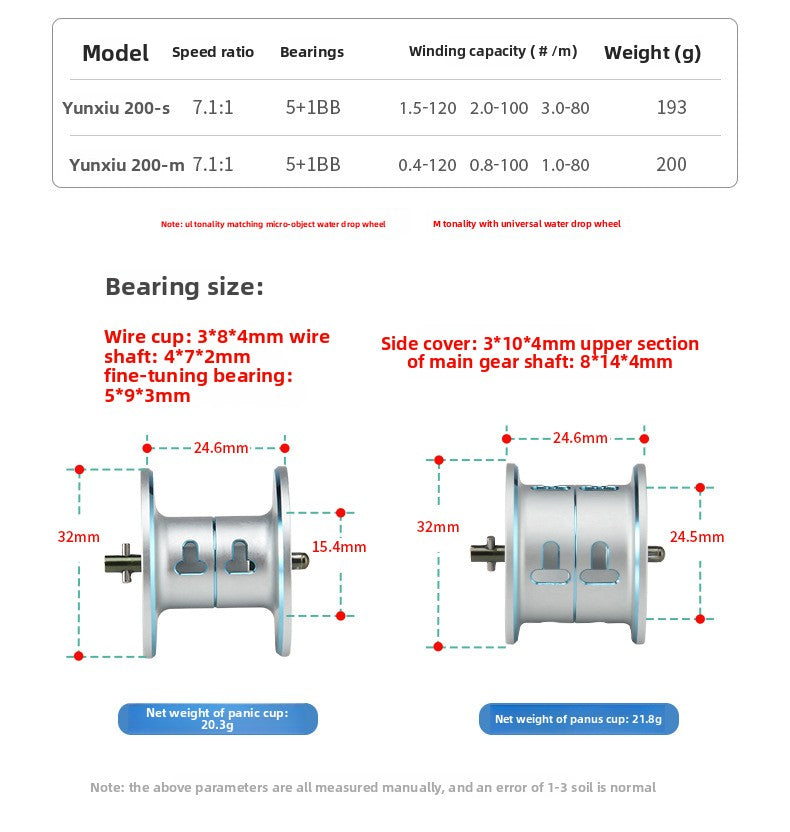 Macaron Micro Lure Water Drop Reel Shallow Line Cup Fishing Reel Short Shaft Line Cup Fishing Reel 7.1:1 Fishing Reel