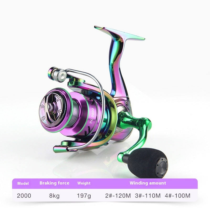 Electroplated Colorful Spinning Wheel Wholesale Gap-Free Fishing Reel 3+1 Bearing Fishing Line Reel Metal Line Cup Long Casting Reel
