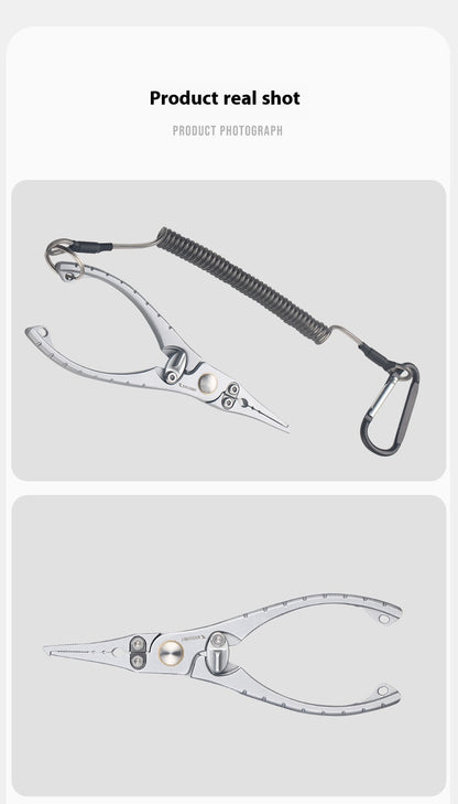 Multifunctional Micro Lure Pliers with Anti-Lost Rope, Rust-Resistant Aluminum Alloy Pliers for Hook Removal, Ring Opening, and Lead Pressing Lure Pliers