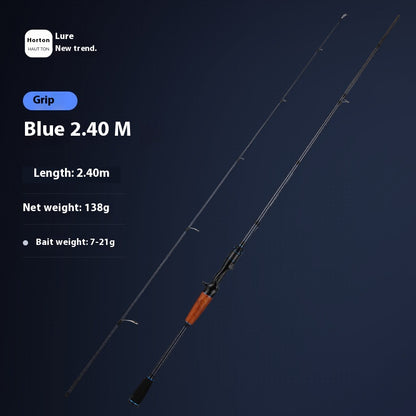 Full Fuji O-Ring ML Hardness 1.98m Long Casting Lure Rod Solid Wood Handle Cross Carbon Swordfish Rod Wholesale