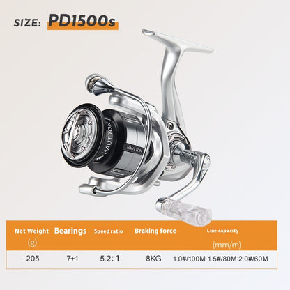 Long Casting Micro Lure Spinning Reel 5.2:1 Fishing Reel Gapless Metal Line Cup Fishing Reel