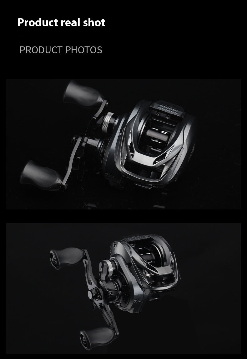 Anti-Explosion Line Long Casting Baitcasting Reel 7.2:1 Gear Ratio with Drag Alarm Fishing Reel Short Shaft Line Cup Fishing Reel
