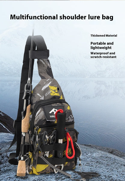 Lure Bag 2025 New Multifunctional Fishing Bag with Rod Insert Camouflage Outdoor Single Shoulder Crossbody Bag Lure Waist Bag
