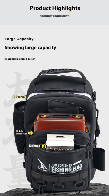 Large Capacity Lure Bag Wholesale, Can Insert Lure Rod, Multifunctional Fishing Backpack, Single Shoulder Bag, 3-Layer Storage