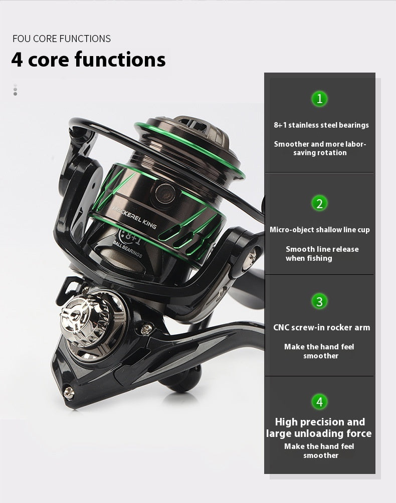 Gap-Free Micro-Object Spinning Wheel Lure Slant Mouth Shallow Line Cup Spinning Wheel Long Casting Fishing Reel Horse Mouth Fishing Reel MK
