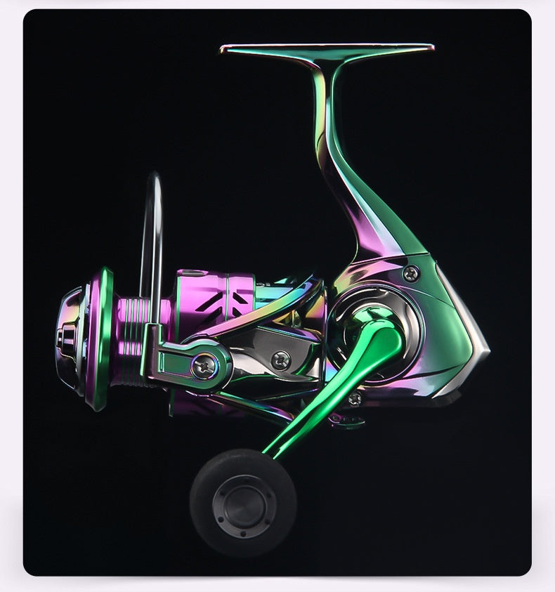 Electroplated Colorful Spinning Wheel Wholesale Gap-Free Fishing Reel 3+1 Bearing Fishing Line Reel Metal Line Cup Long Casting Reel